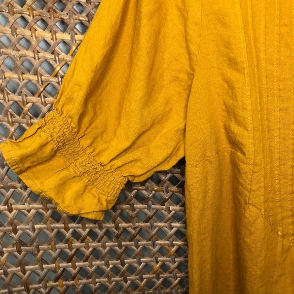 Mustard Yellow Linen Button Down Shirt - Picture 4 of 6